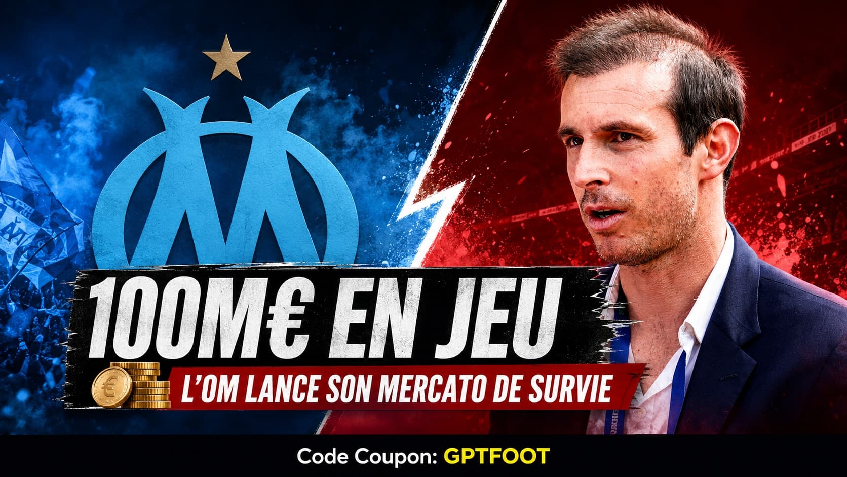 Logo de l'Olympique de Marseille au centre du stade Vélodrome