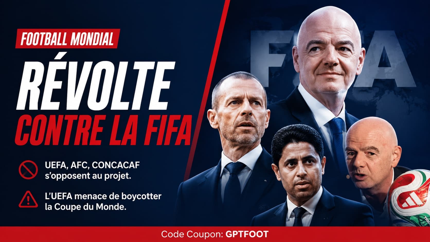 Le football mondial est au bord de la rupture. Après l'UEFA, les confédérations asiatique (AFC)...