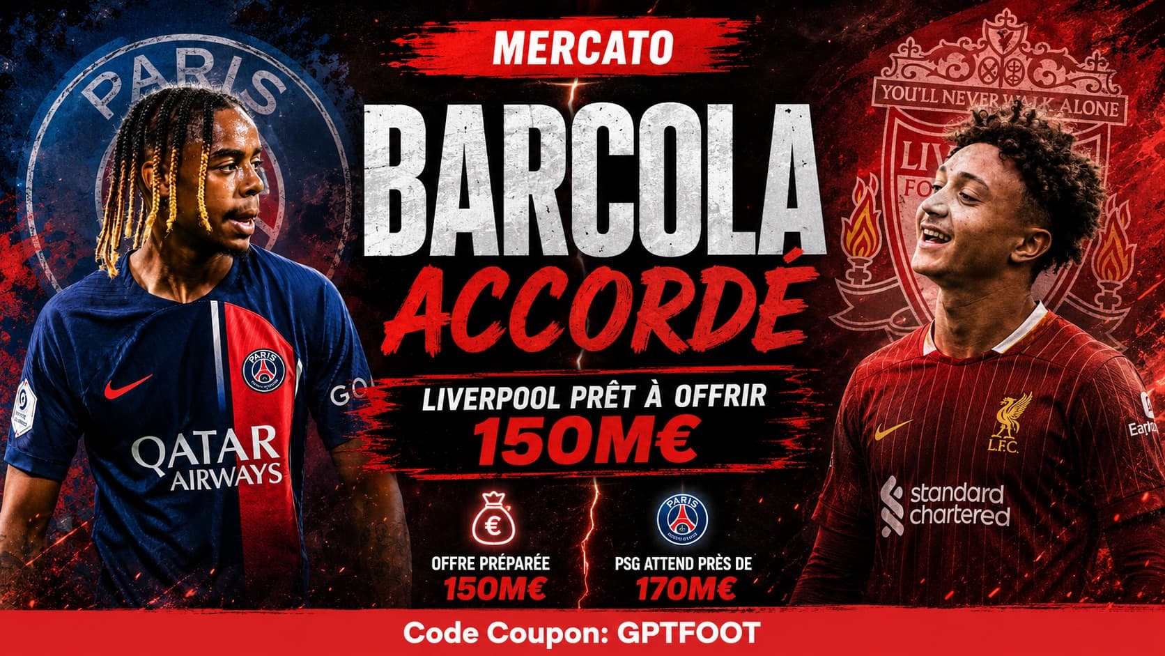 Bradley Barcola sous les couleurs du Paris Saint-Germain sur une pelouse