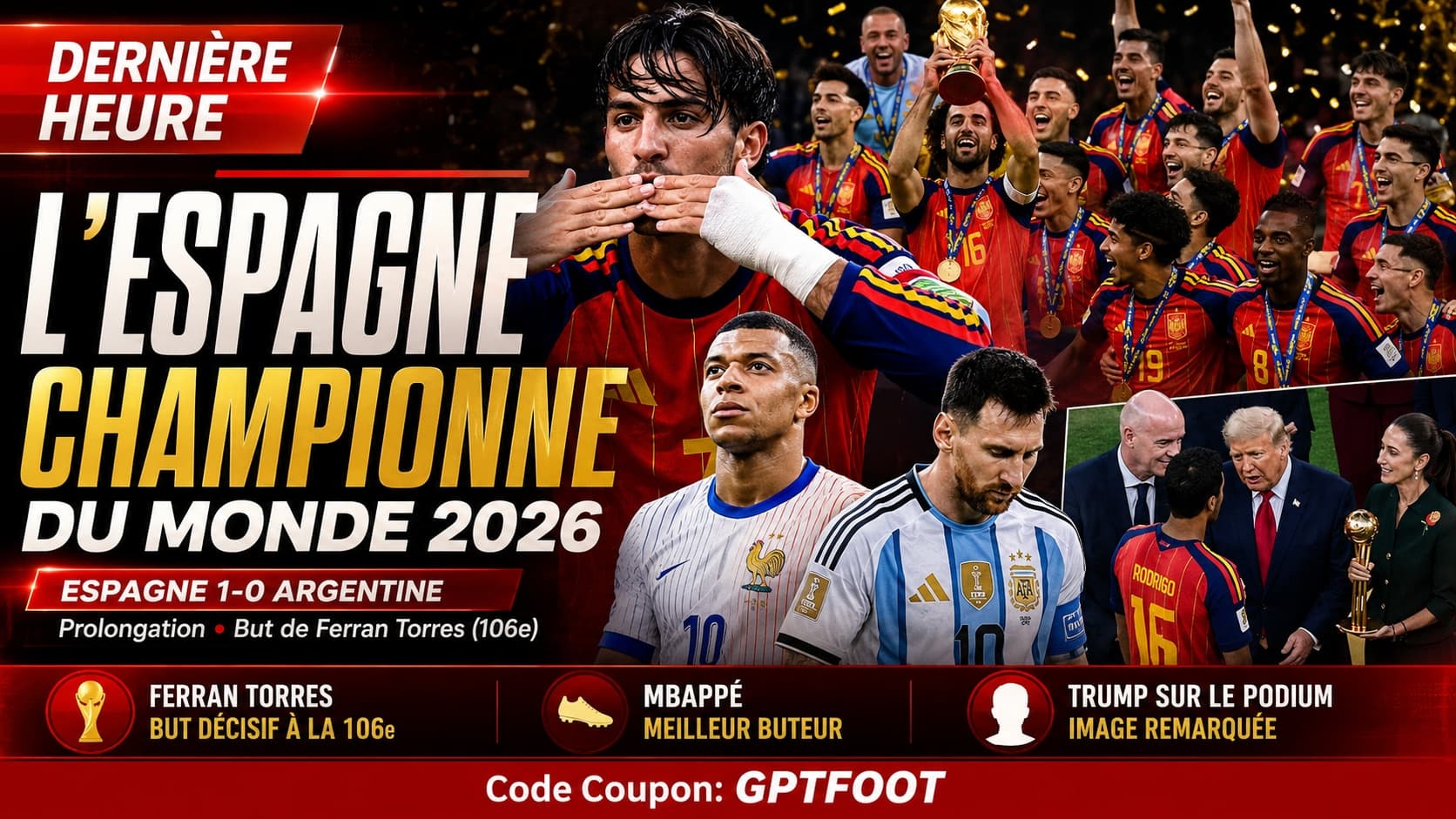 La sélection espagnole célébrant son titre de championne du monde 2026