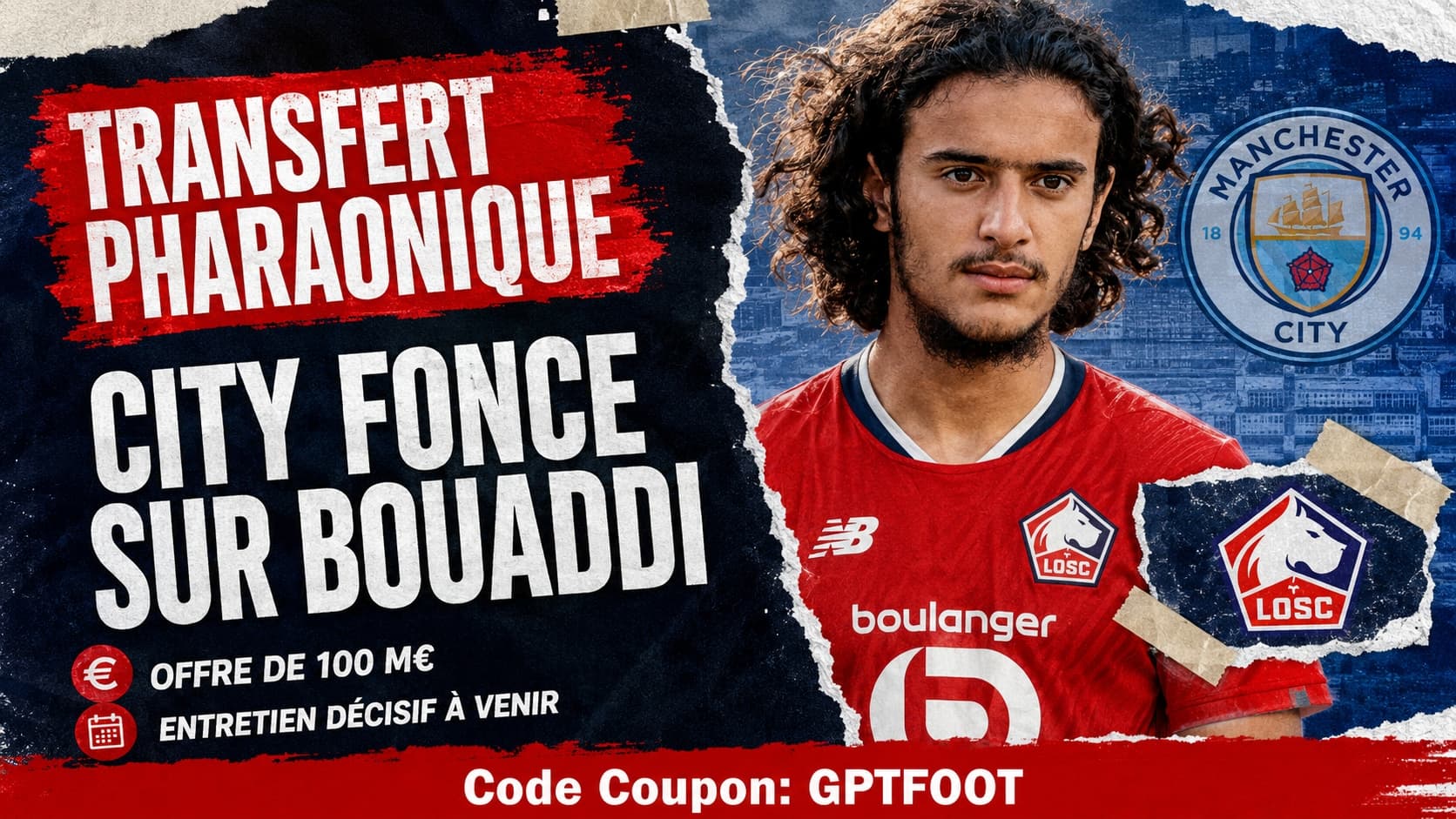 Ayyoub Bouaddi sous le maillot du LOSC sur le terrain