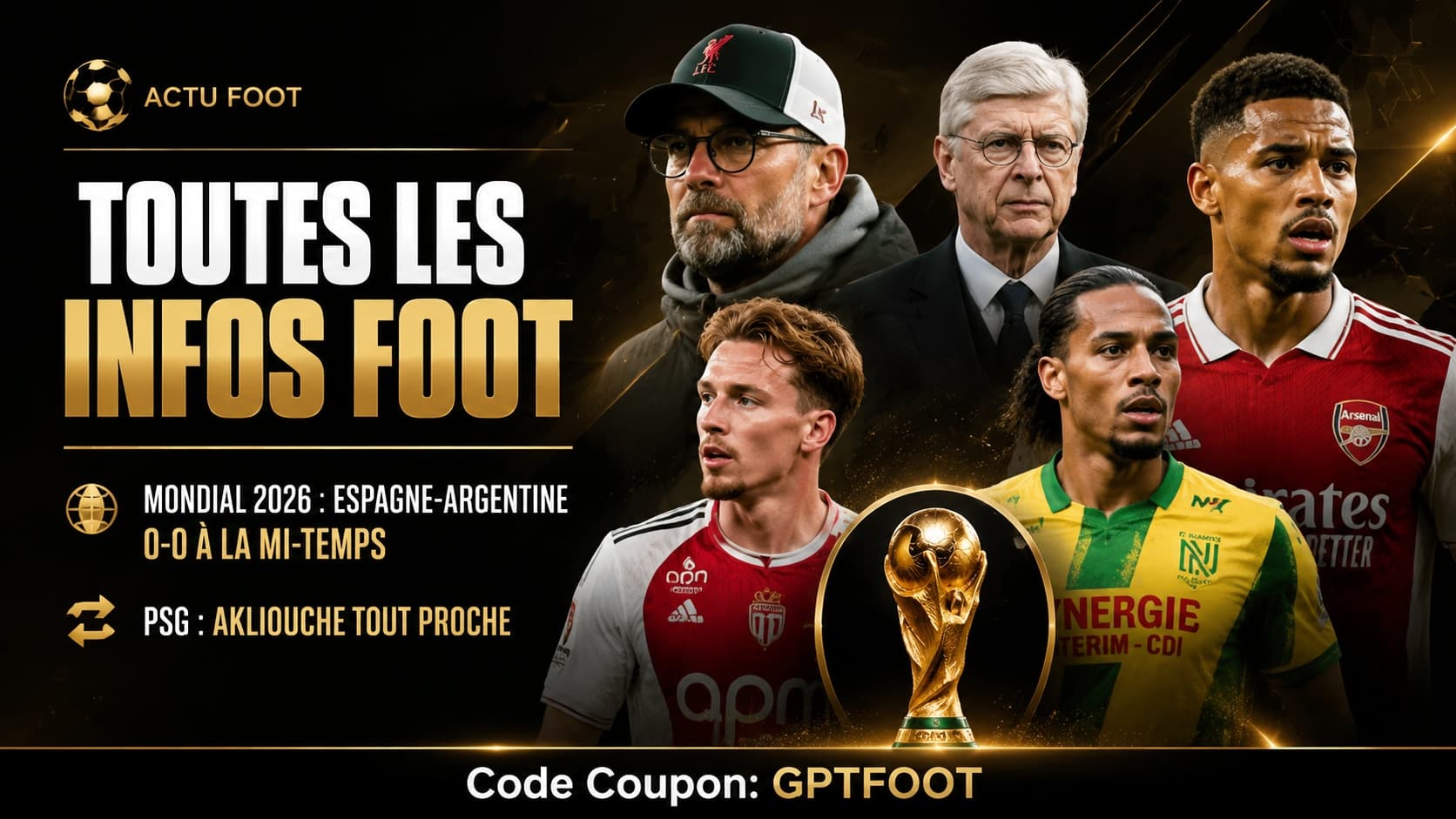 Logo officiel de la Coupe du Monde 2026 et ballon de football sur une pelouse