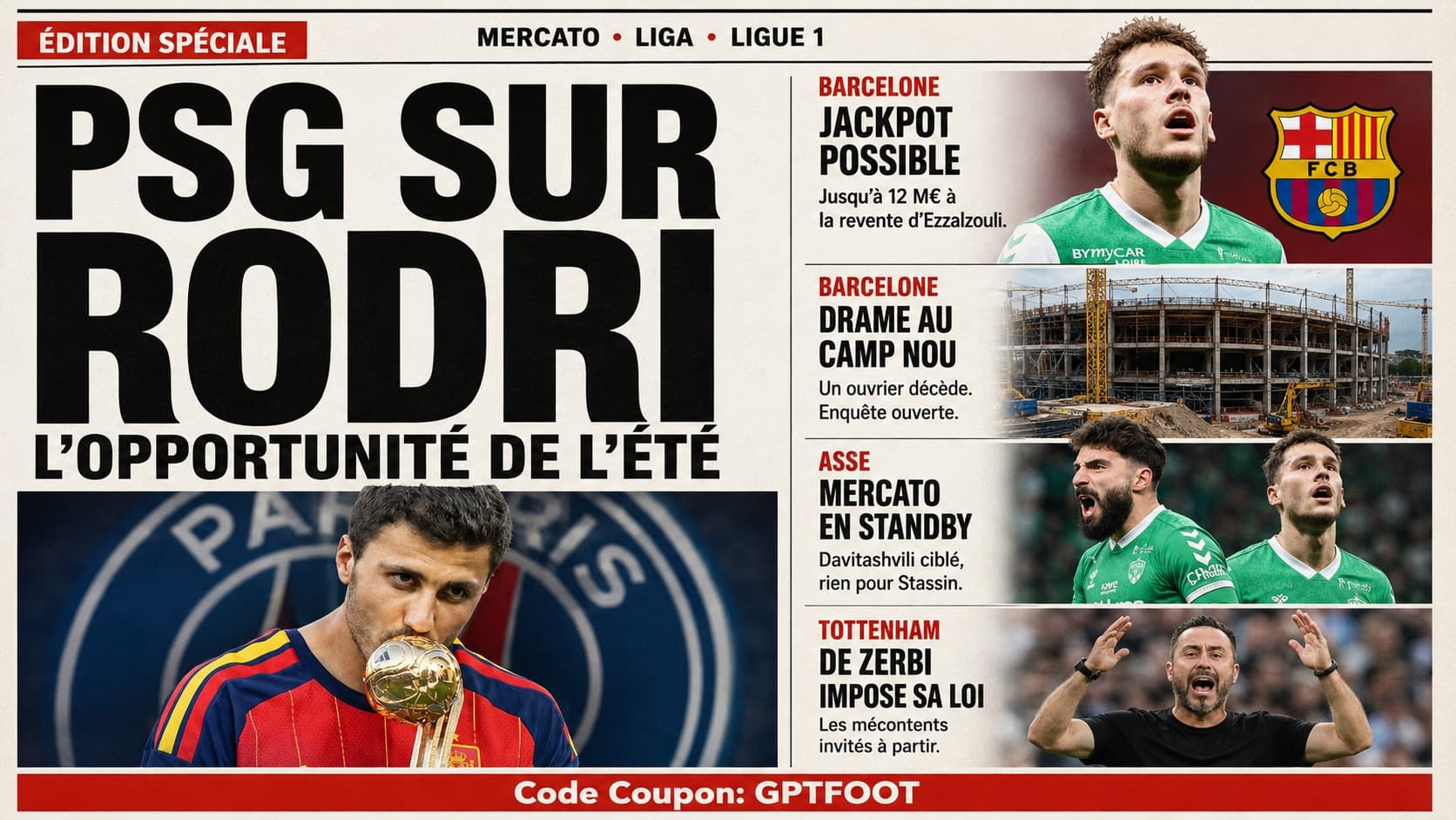 Le PSG passe à l'offensive sur le marché des transferts en contactant Manchester City pour...