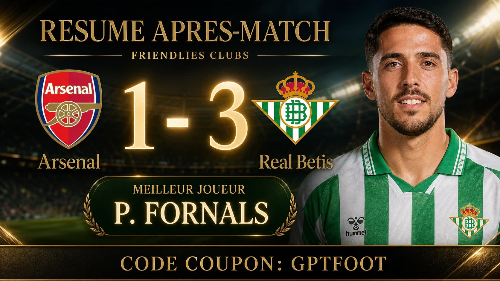 Le Real Betis célèbre sa victoire contre Arsenal sur le terrain.