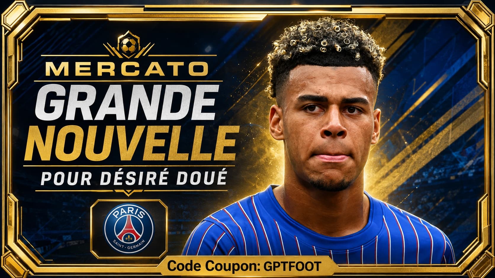 Désiré Doué sous le maillot du PSG lors d'un match officiel