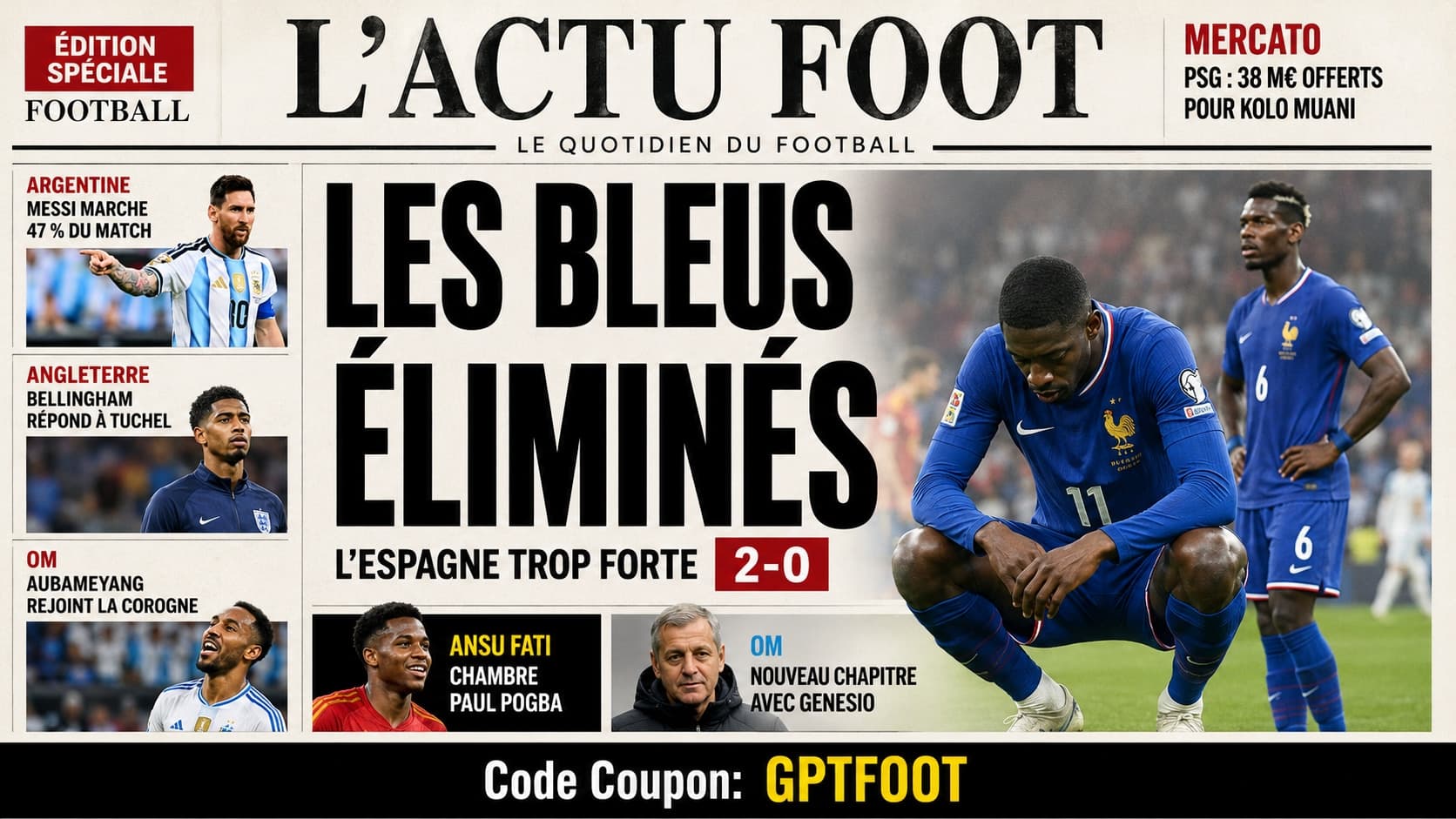 Un joueur de football sur un terrain lors d'un match de Coupe du Monde.