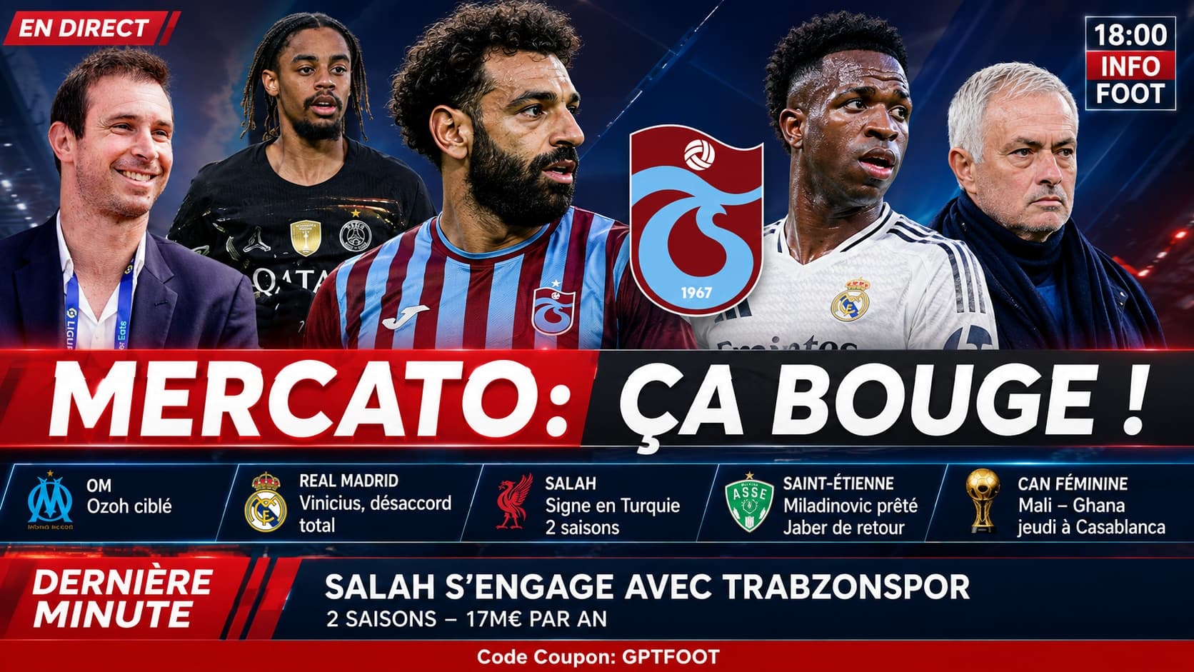 Logo et visuel de mercato footballistique