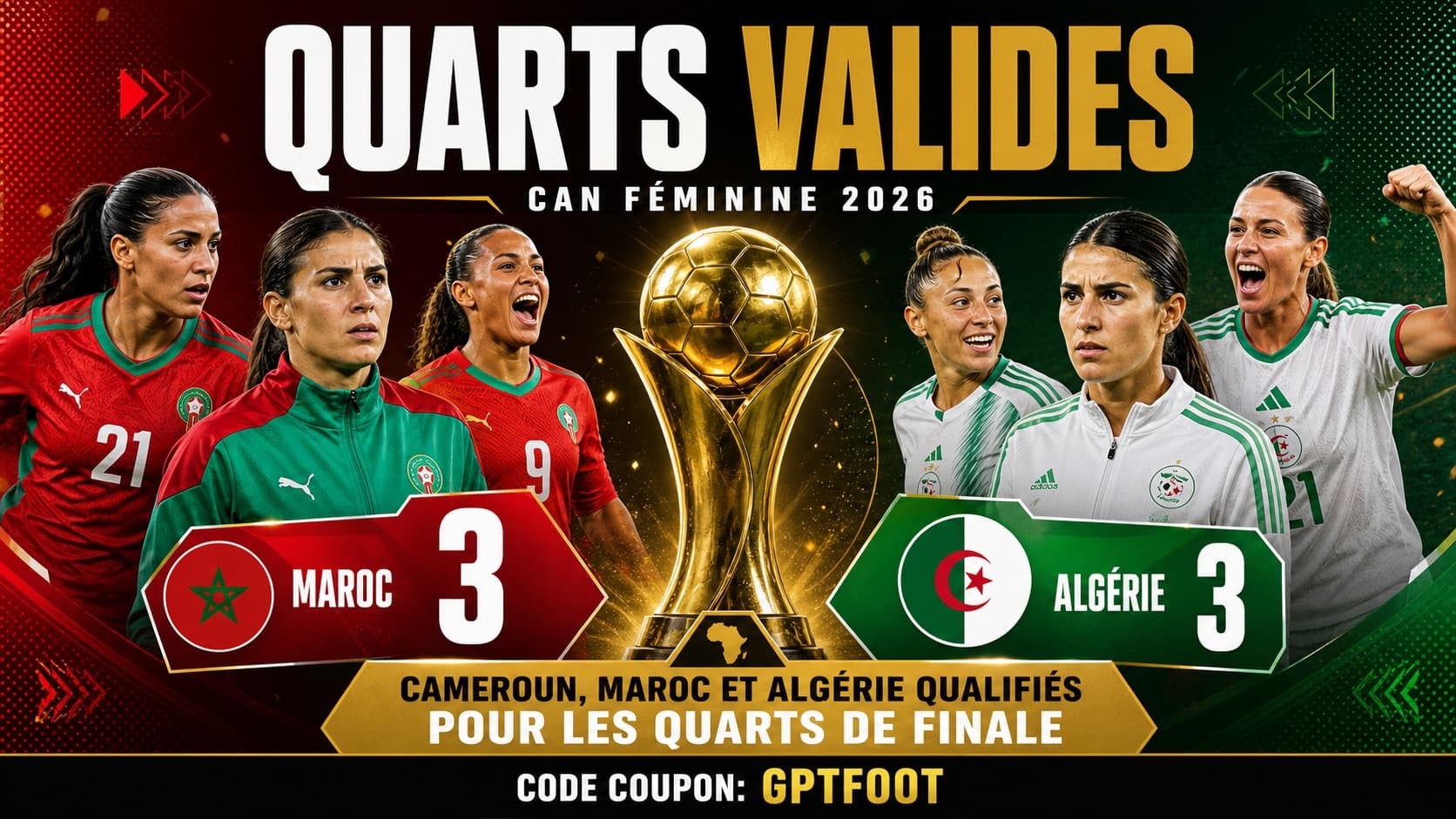 La CAN féminine 2026 bat son plein ! Le Cameroun, le Maroc et l'Algérie ont officiellement...