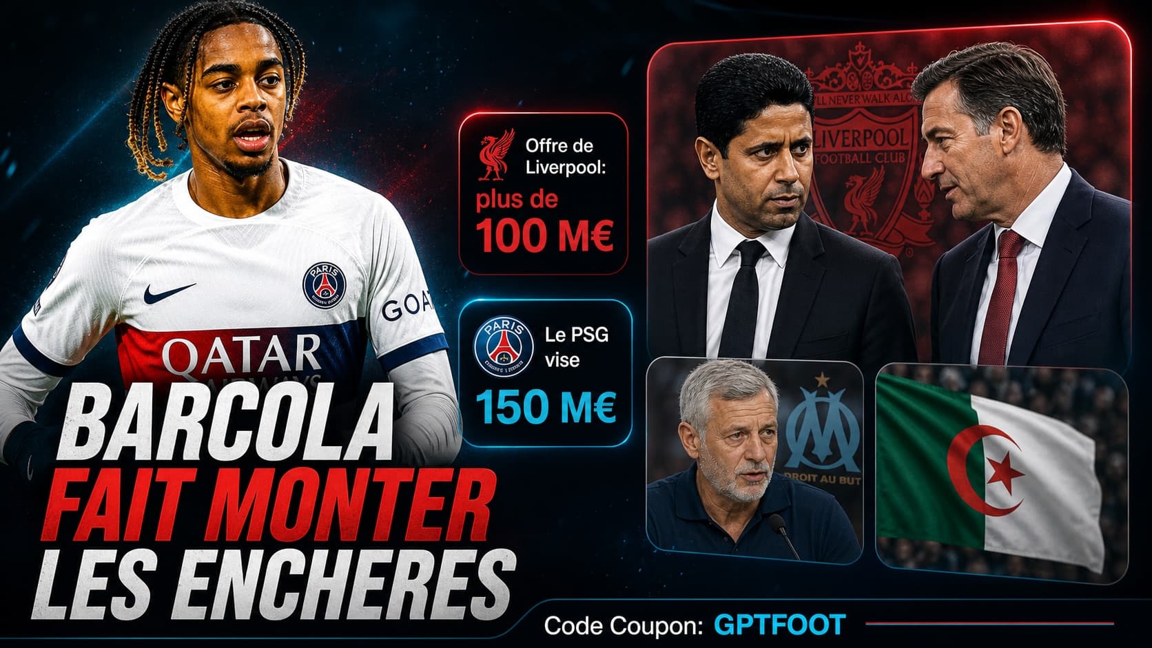 Le PSG et Liverpool sont en pleines négociations pour Bradley Barcola. Le club anglais a...