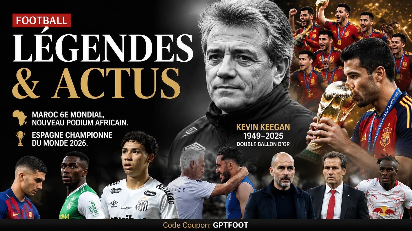 Portrait de la légende du football Kevin Keegan