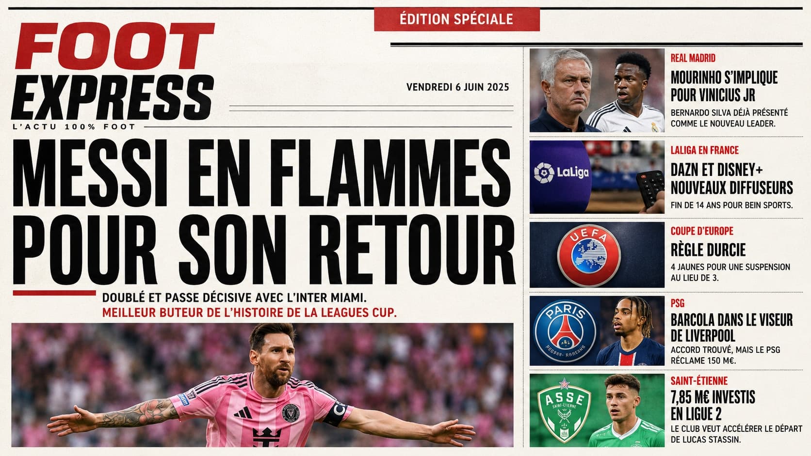 Lionel Messi sur un terrain de football avec le maillot de l'Inter Miami