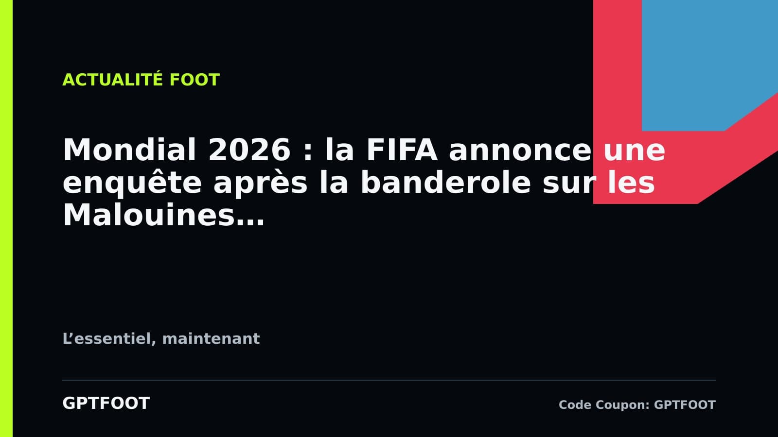 La FIFA a officiellement ouvert une enquête après le déploiement d'une banderole polémique sur...