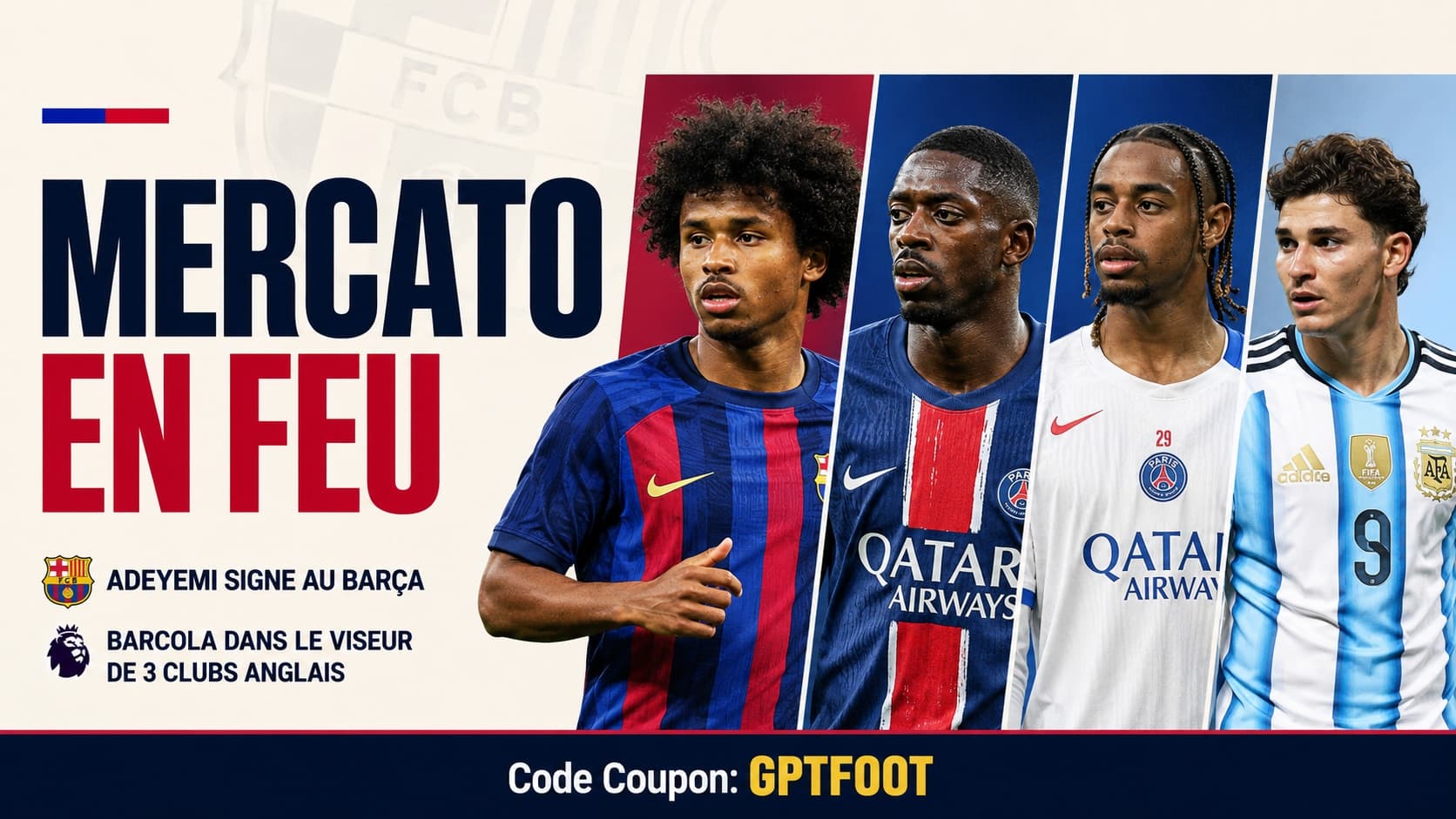 Le FC Barcelone s'active fort sur le marché : après l'arrivée d'Anthony Gordon, le club catalan...