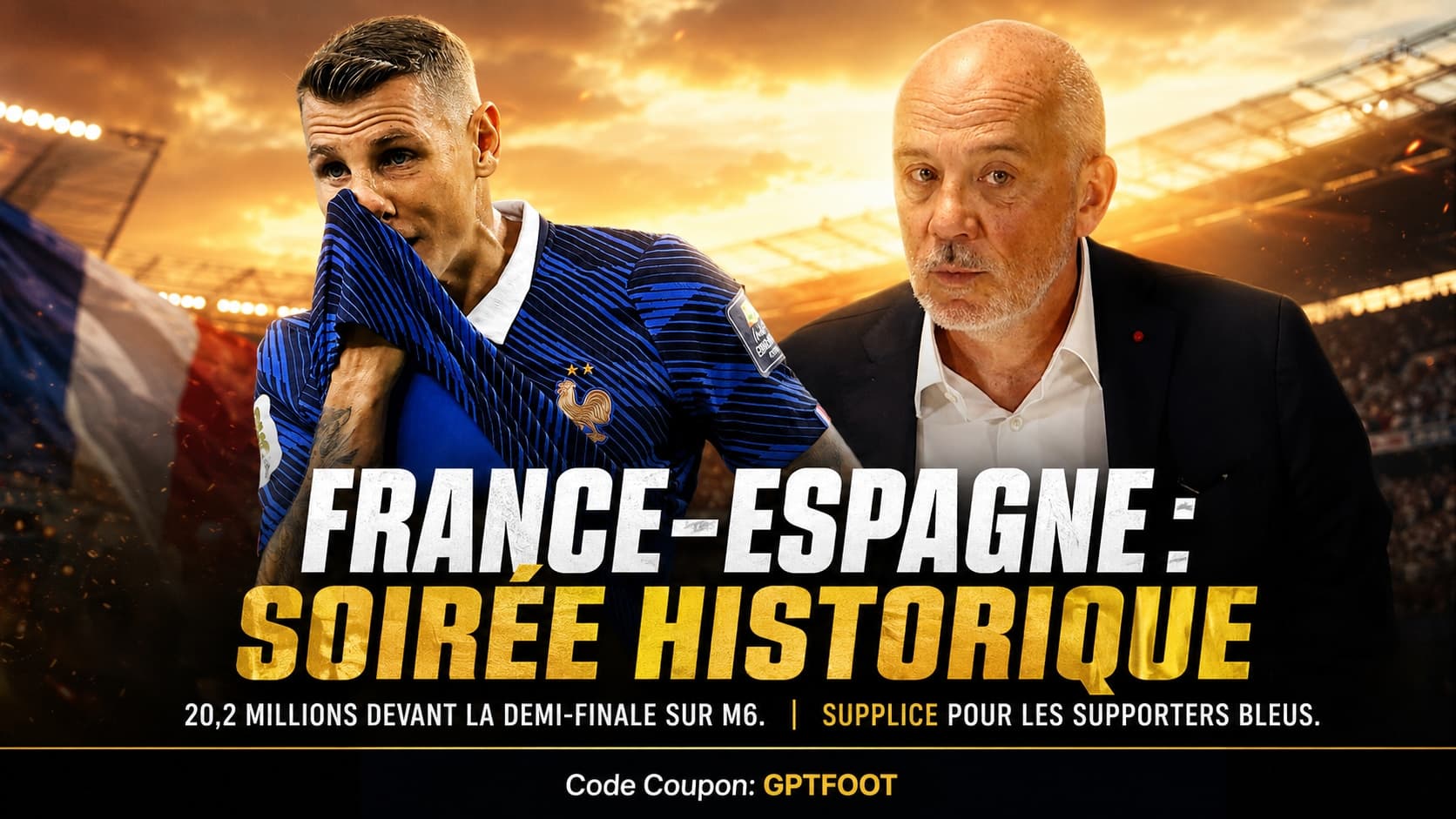 Logo et éléments graphiques liés au football français et aux transferts.