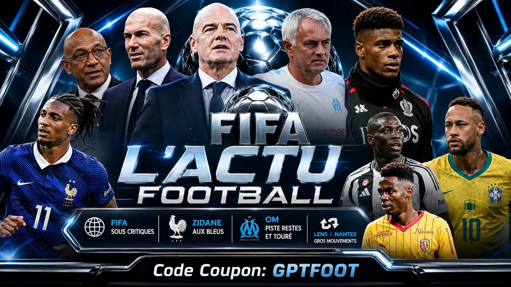 Logo officiel de la FIFA et ballon de football sur une pelouse