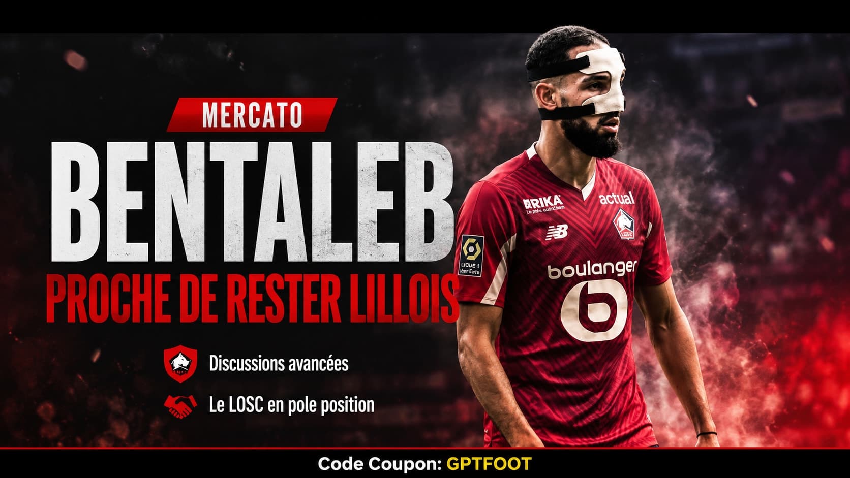 Le milieu de terrain Nabil Bentaleb sous les couleurs du LOSC