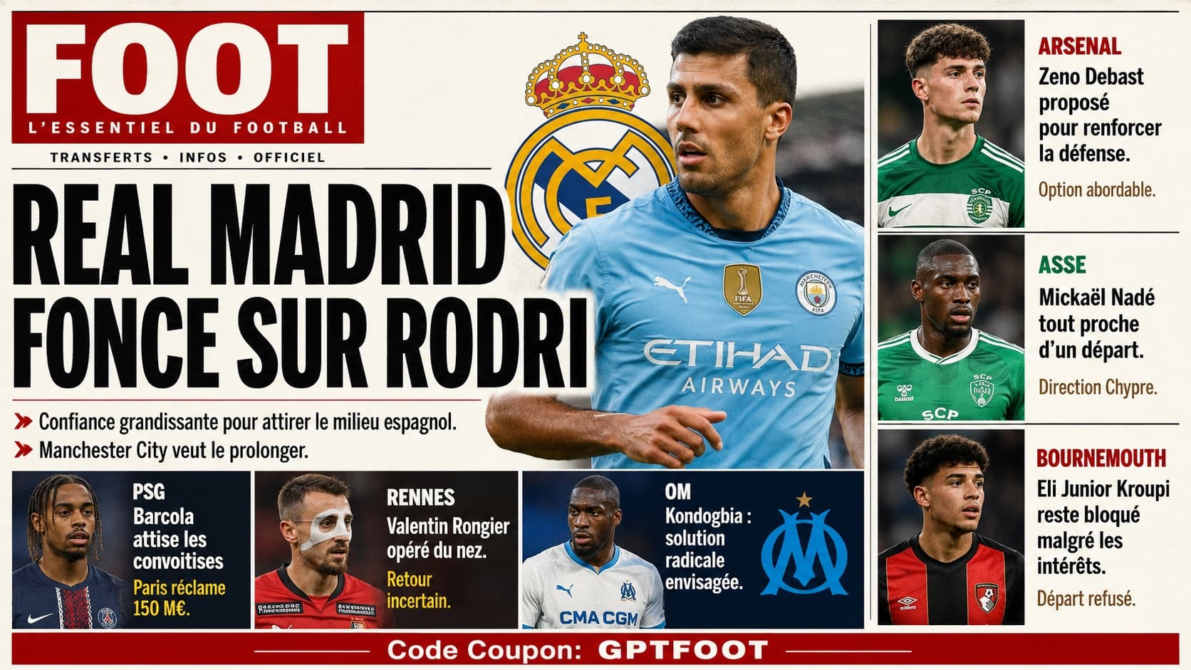 Le Real Madrid affiche une confiance grandissante pour attirer Rodri, bien que Manchester City...