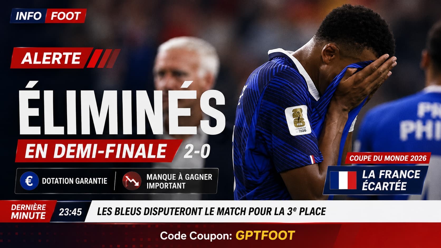 L'équipe de France ne disputera pas la finale de la Coupe du monde 2026 après sa défaite 2-0...