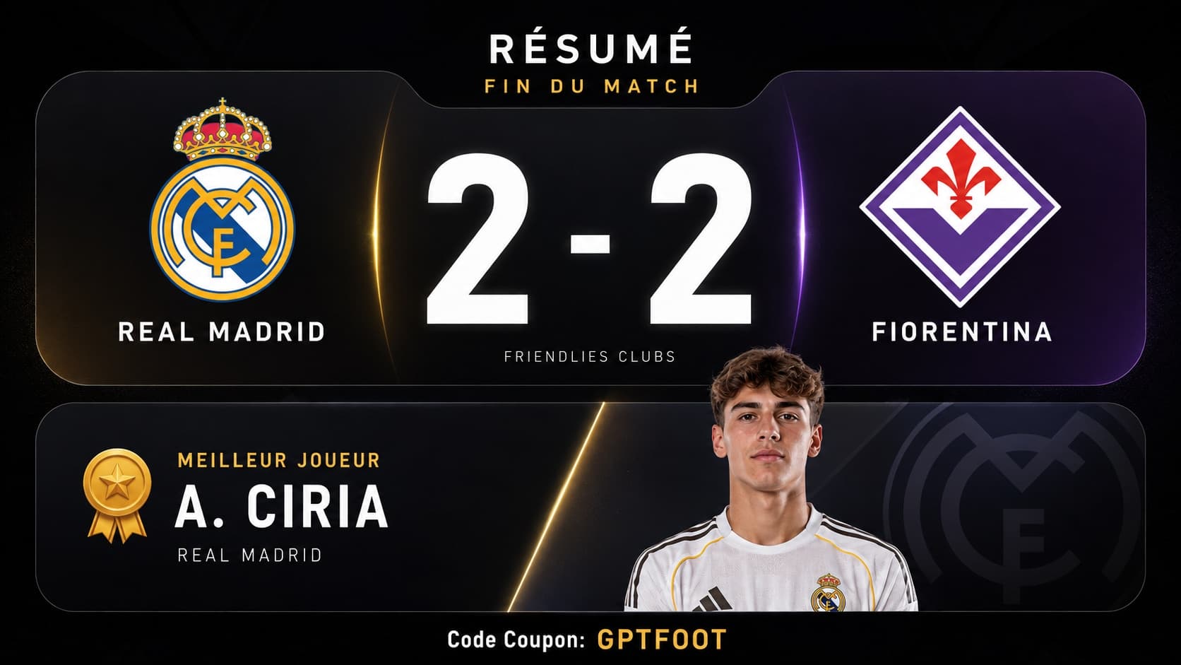 Action de jeu lors du match amical entre le Real Madrid et la Fiorentina