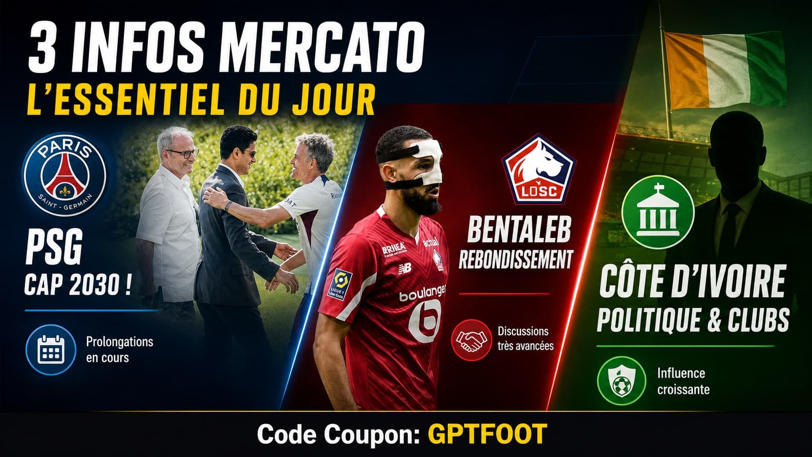 Logo et joueurs du PSG symbolisant la nouvelle stratégie de stabilité