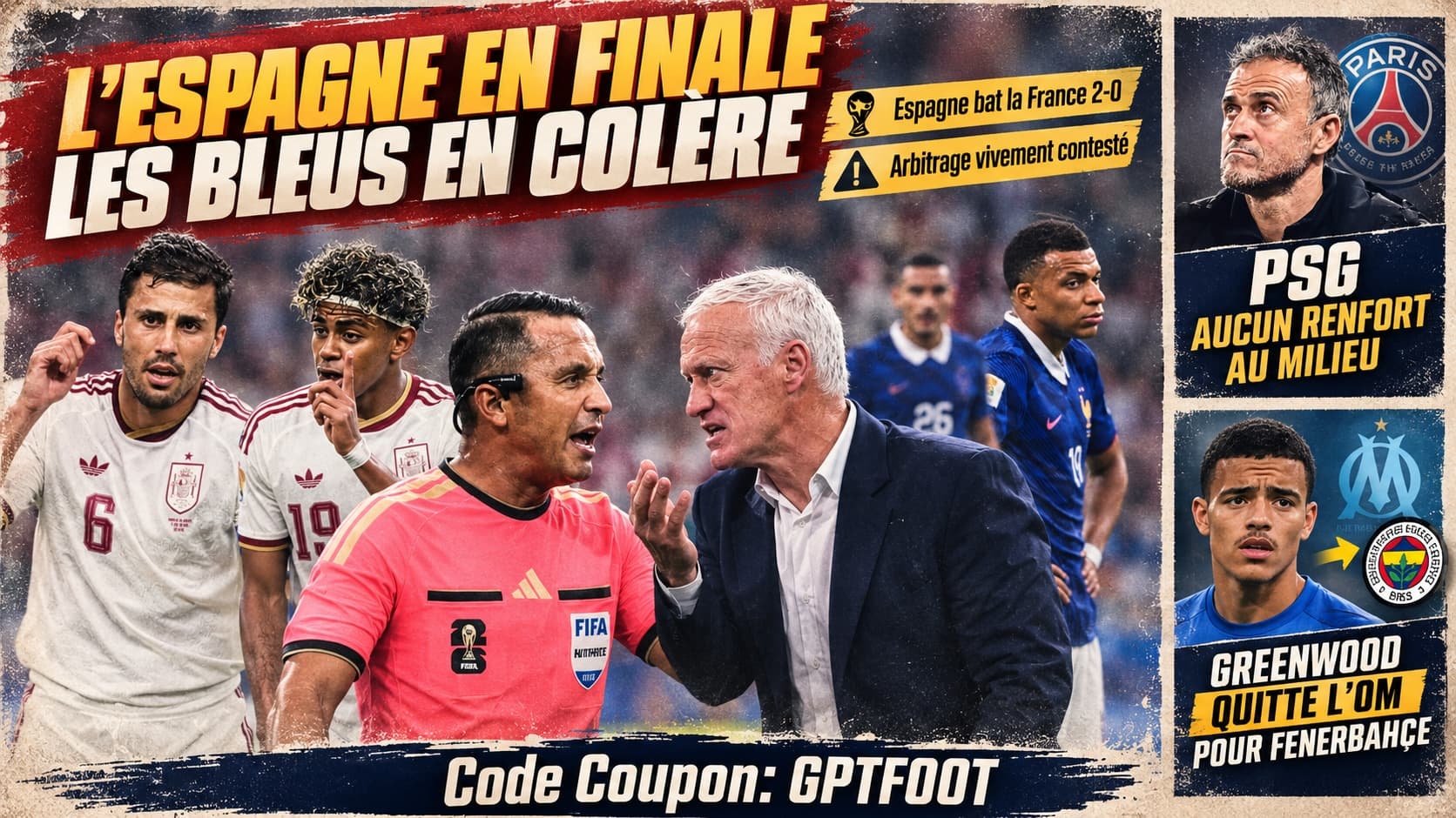 L’Espagne rejoint la finale de la Coupe du Monde 2026 après sa victoire logique 2-0 face à...