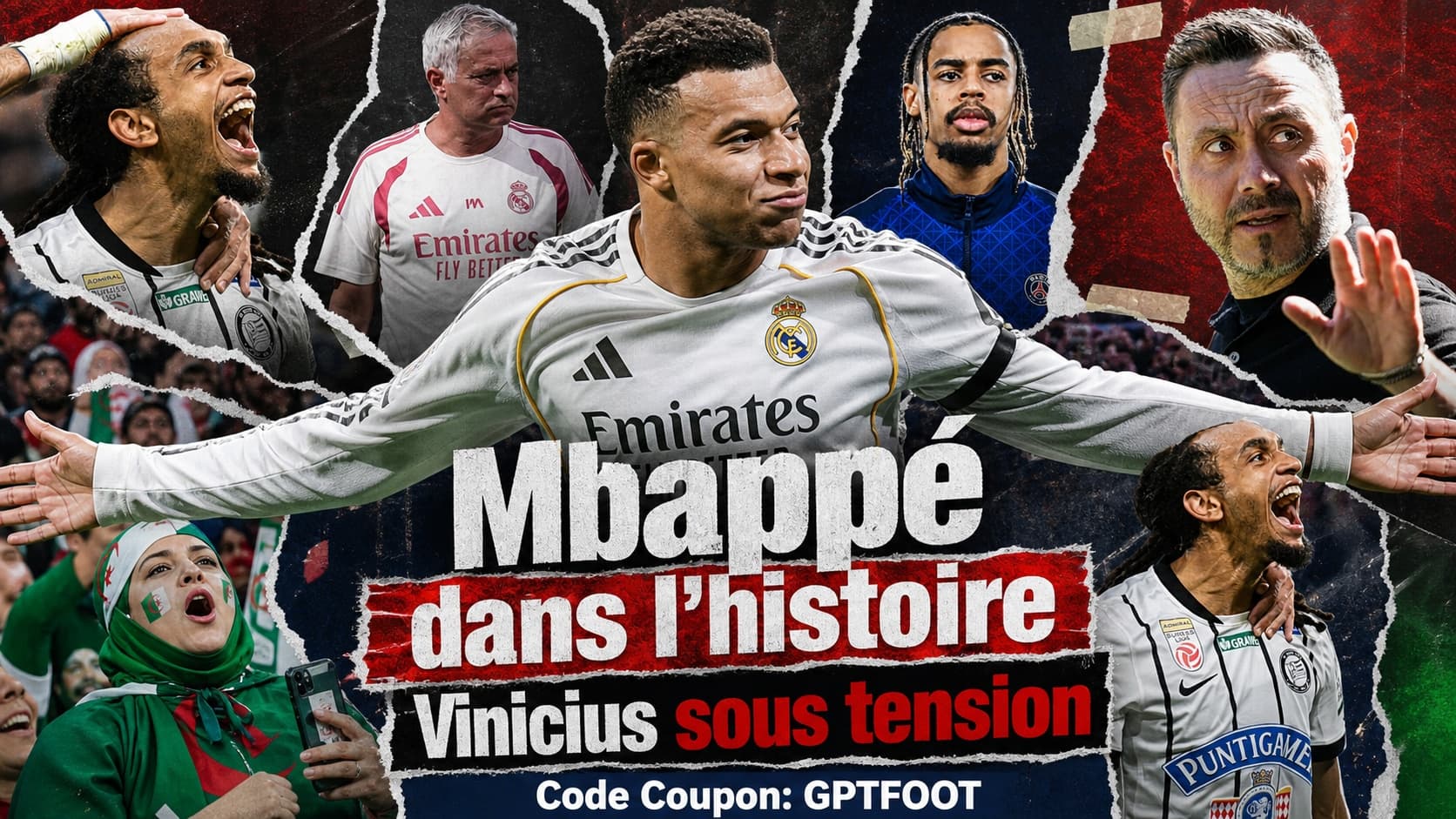 Kylian Mbappé célébrant un but sous le maillot du Real Madrid