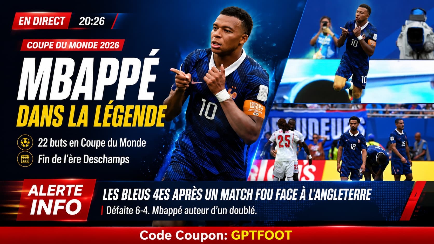 Kylian Mbappé lors d'un match de la Coupe du Monde 2026