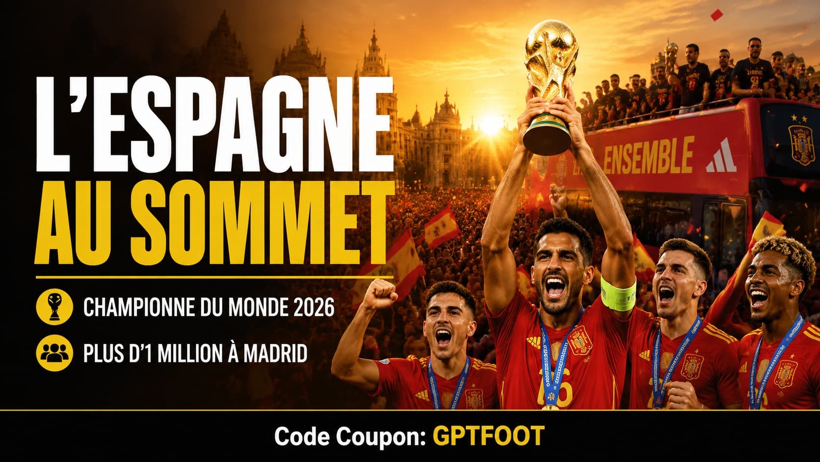 La sélection espagnole célébrant son titre de champion du monde 2026