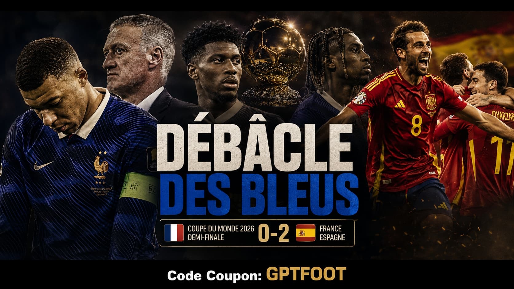 Les joueurs de l'équipe de France déçus sur la pelouse après le match.