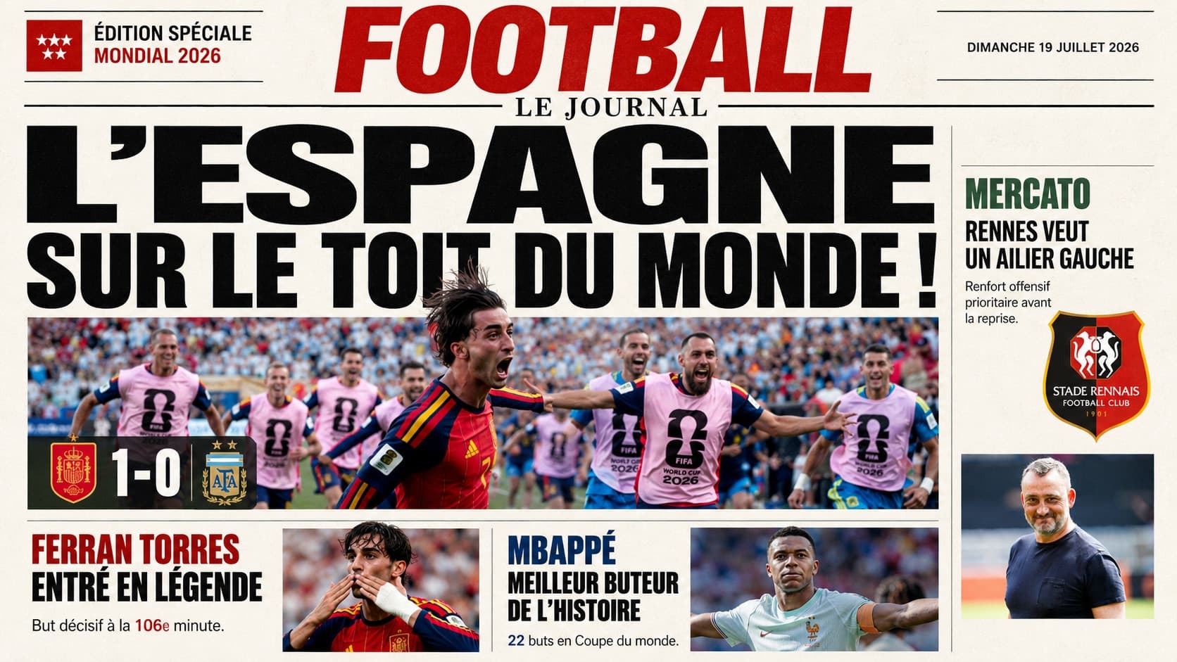 La sélection espagnole célébrant son titre de championne du monde