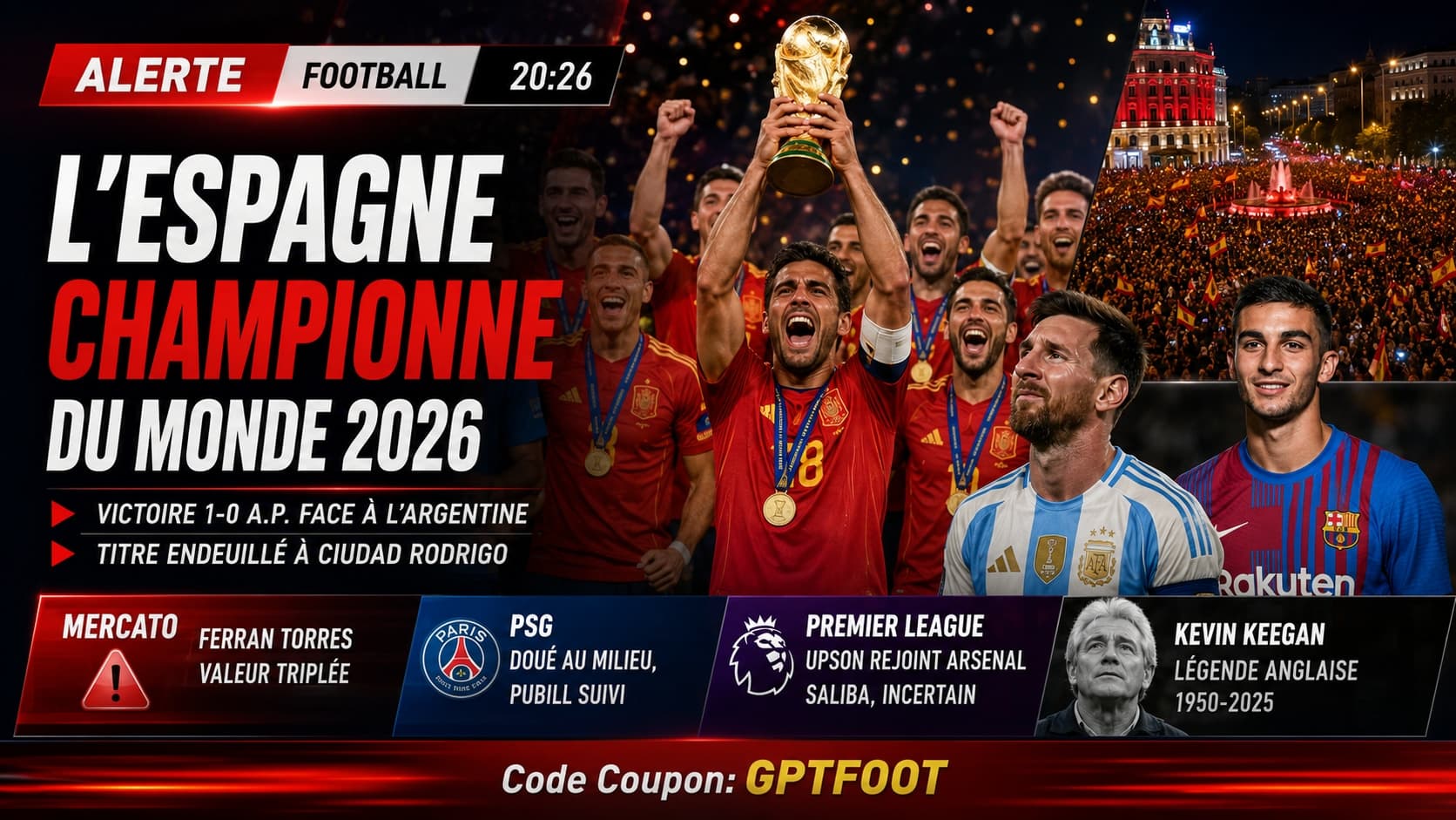 Célébrations de l'équipe d'Espagne après la victoire en Coupe du monde 2026
