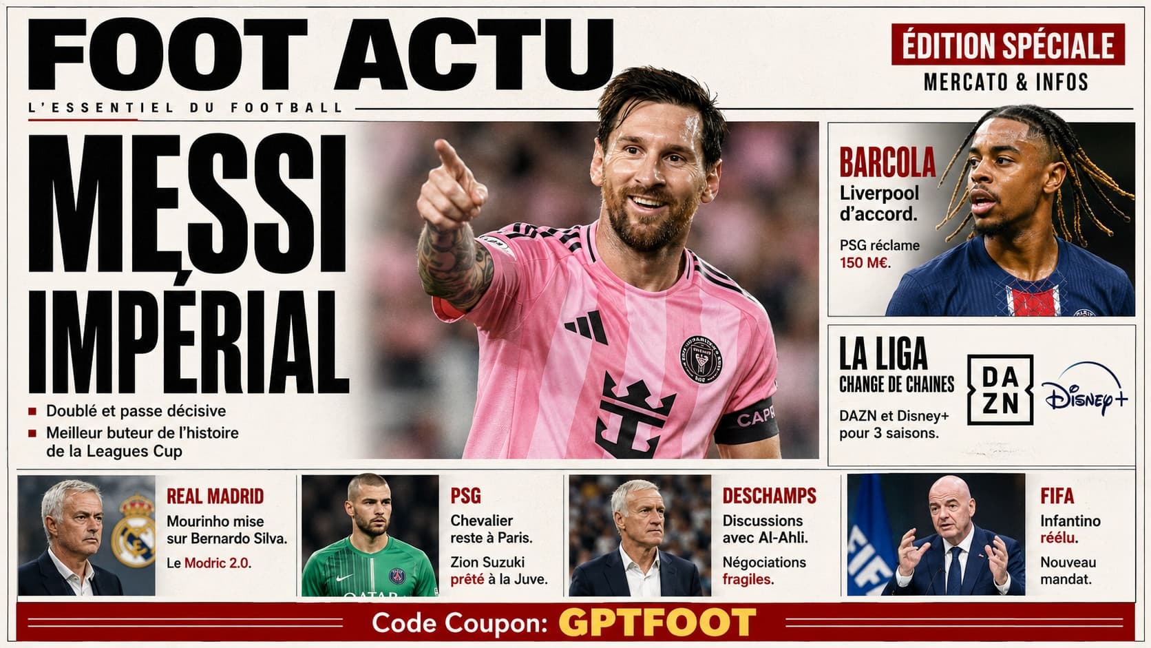 Lionel Messi célébrant un but sous le maillot de l'Inter Miami