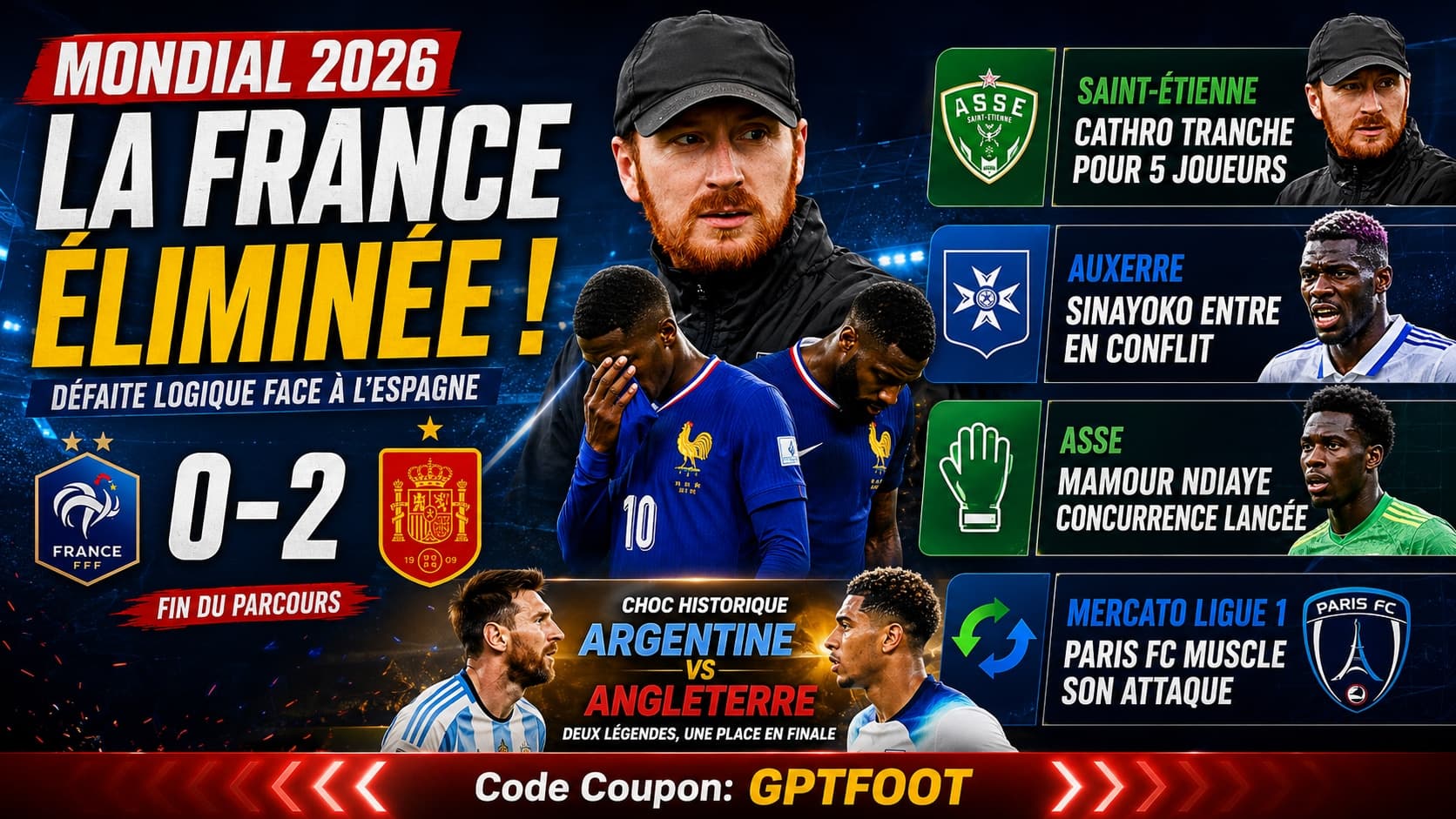 Les joueurs de l'équipe de France déçus sur le terrain après leur élimination.