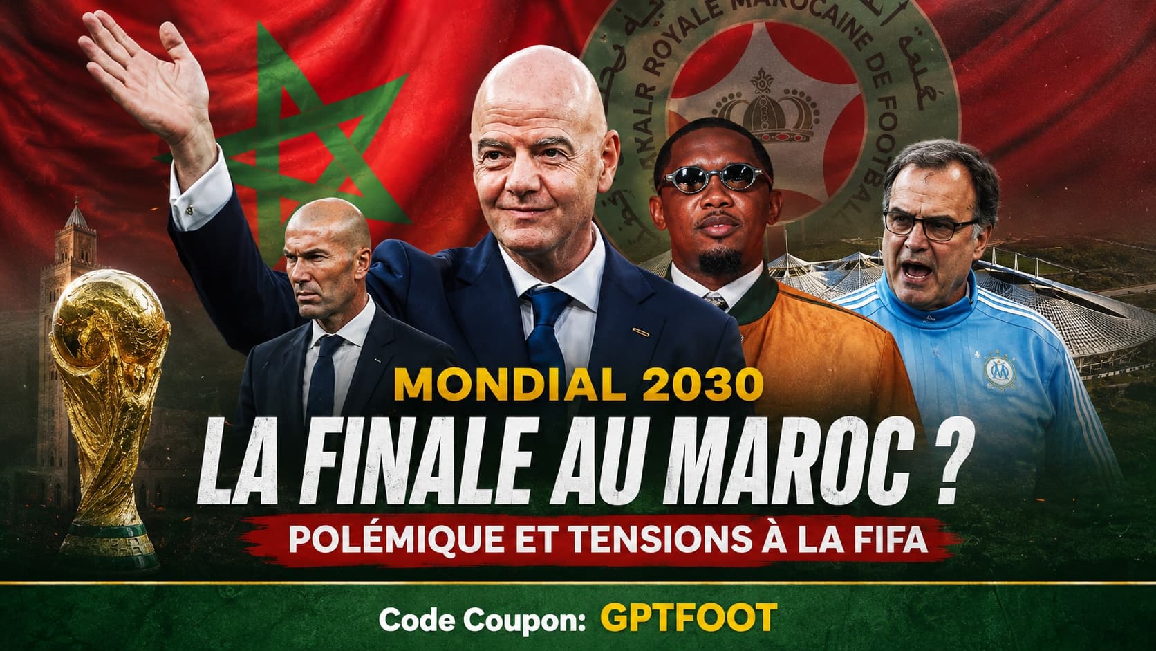 Gianni Infantino et joueurs sur un terrain de football