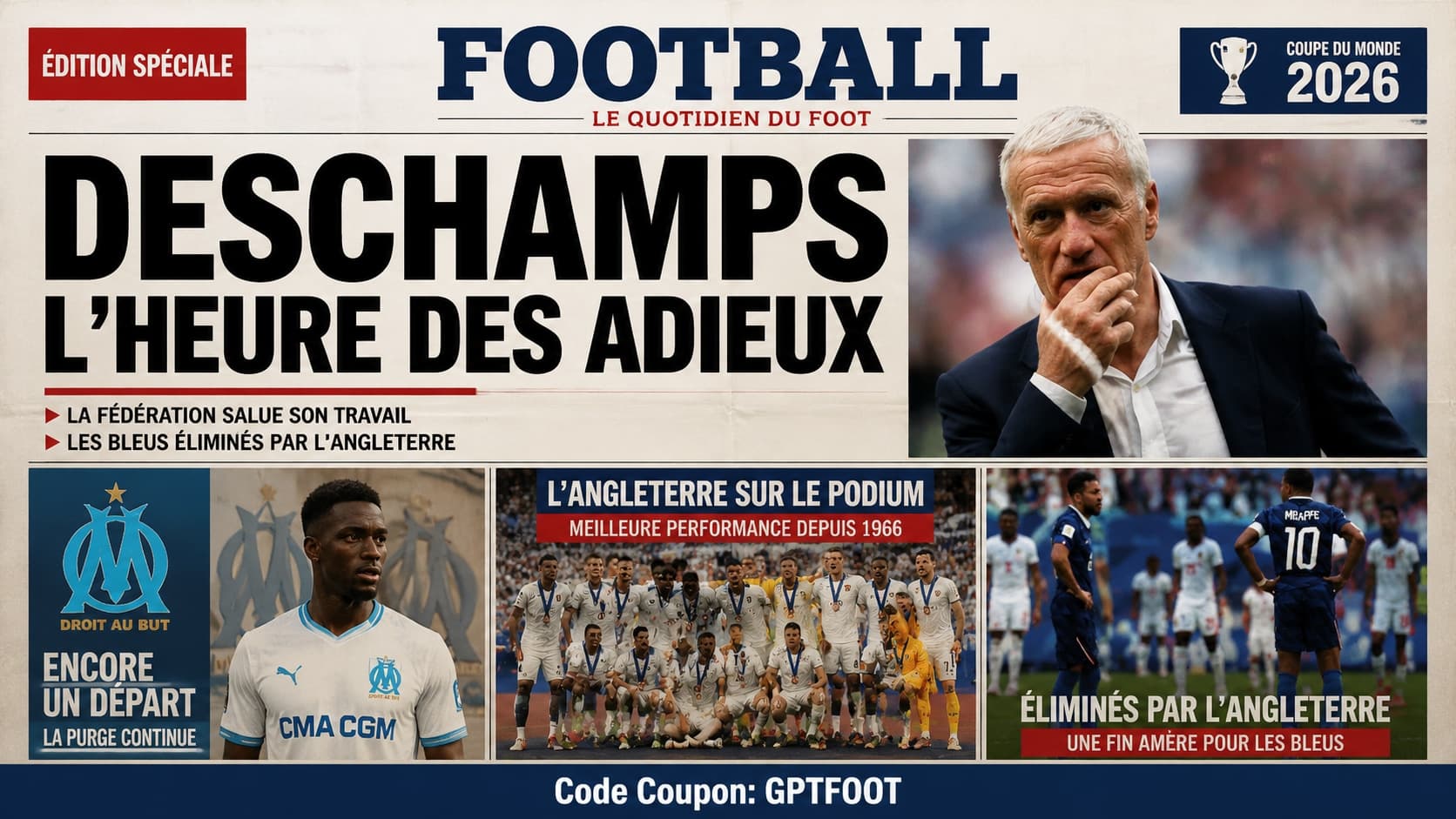Didier Deschamps sur le banc de touche lors d'un match de l'équipe de France