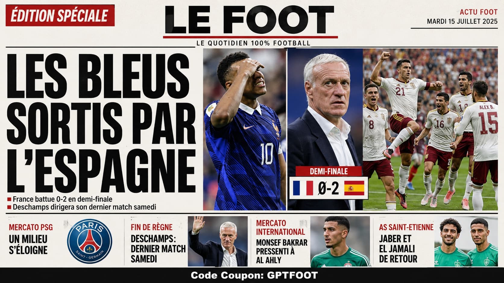 L'aventure s'arrête en demi-finale pour les Bleus. Domptée par une Espagne impressionnante de...